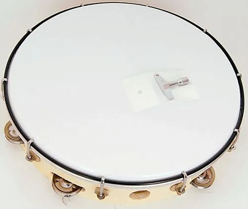 Dadi MT6-121W Тамбурин с пластиком круглый 12" настраиваемый с 1 рядом бубенцов, корпус - пластик.